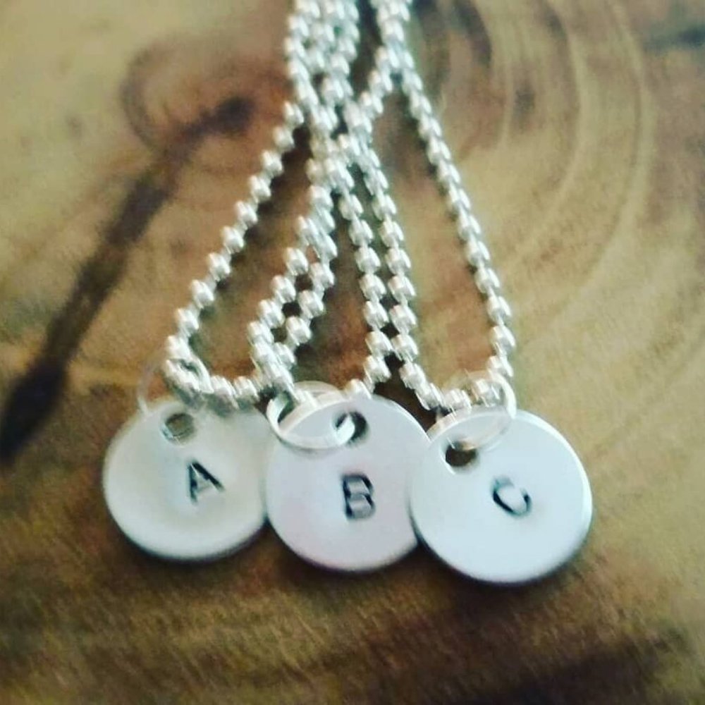 Necklace Handstamped Initial Personalized